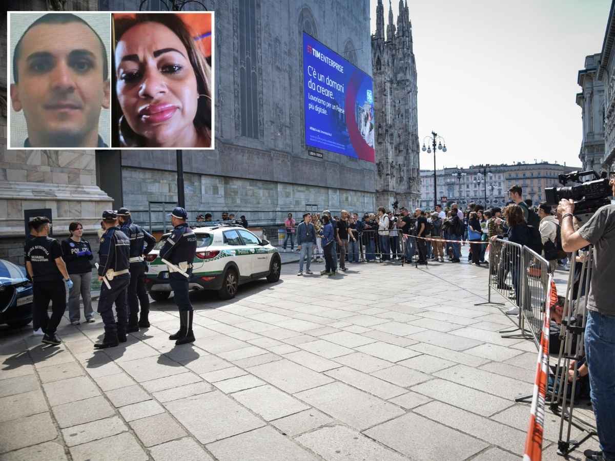 La polizia sul posto dopo che Emanuele De Maria si è suicidato lanciandosi dal Duomo di Milano