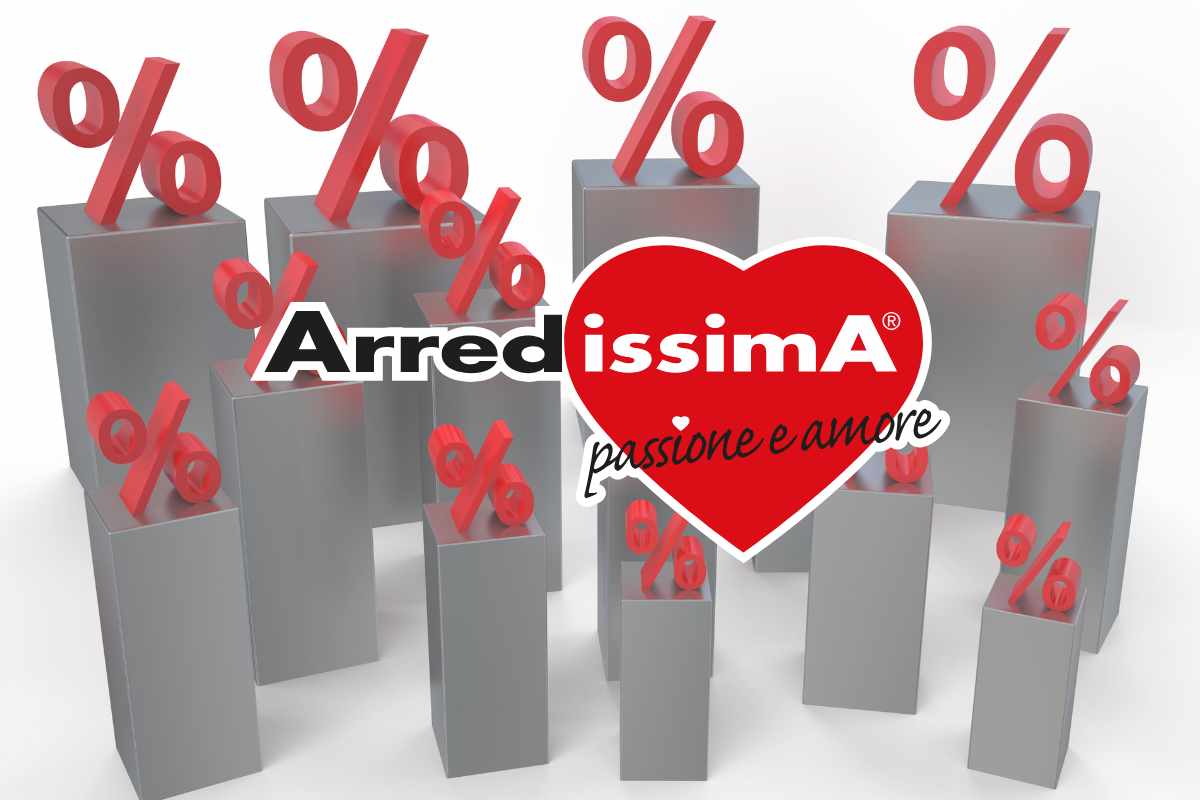 icone percentuale e logo arredissima per la migliore offerta del giorno