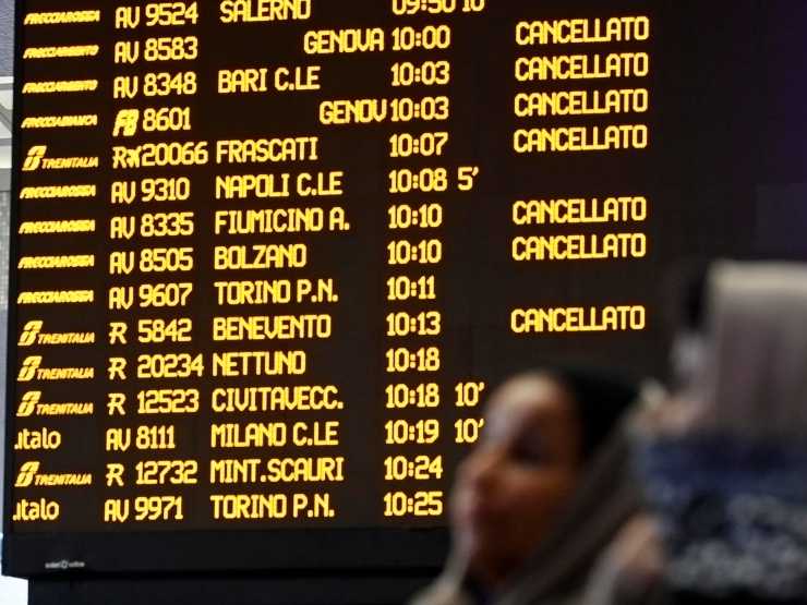 Treni cancellati durante lo sciopero