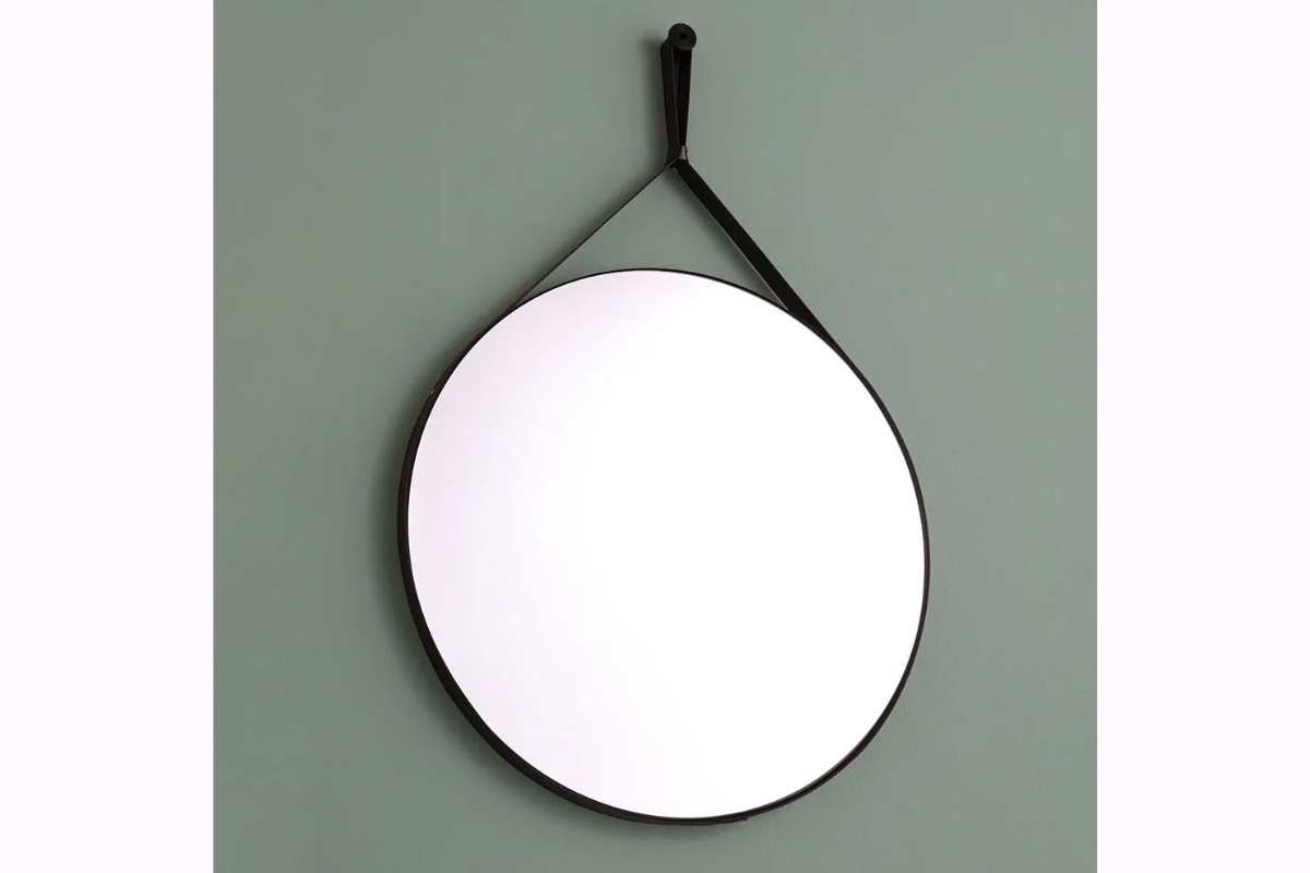 Specchio rotondo con laccio in pelle KVstore