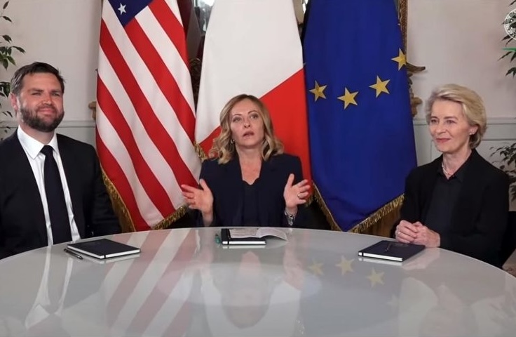 Vance, Meloni, von der Leyen nel trilaterale organizzato da Meloni