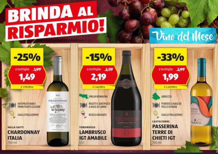 3 bottiglie di vino una accanto all'altra