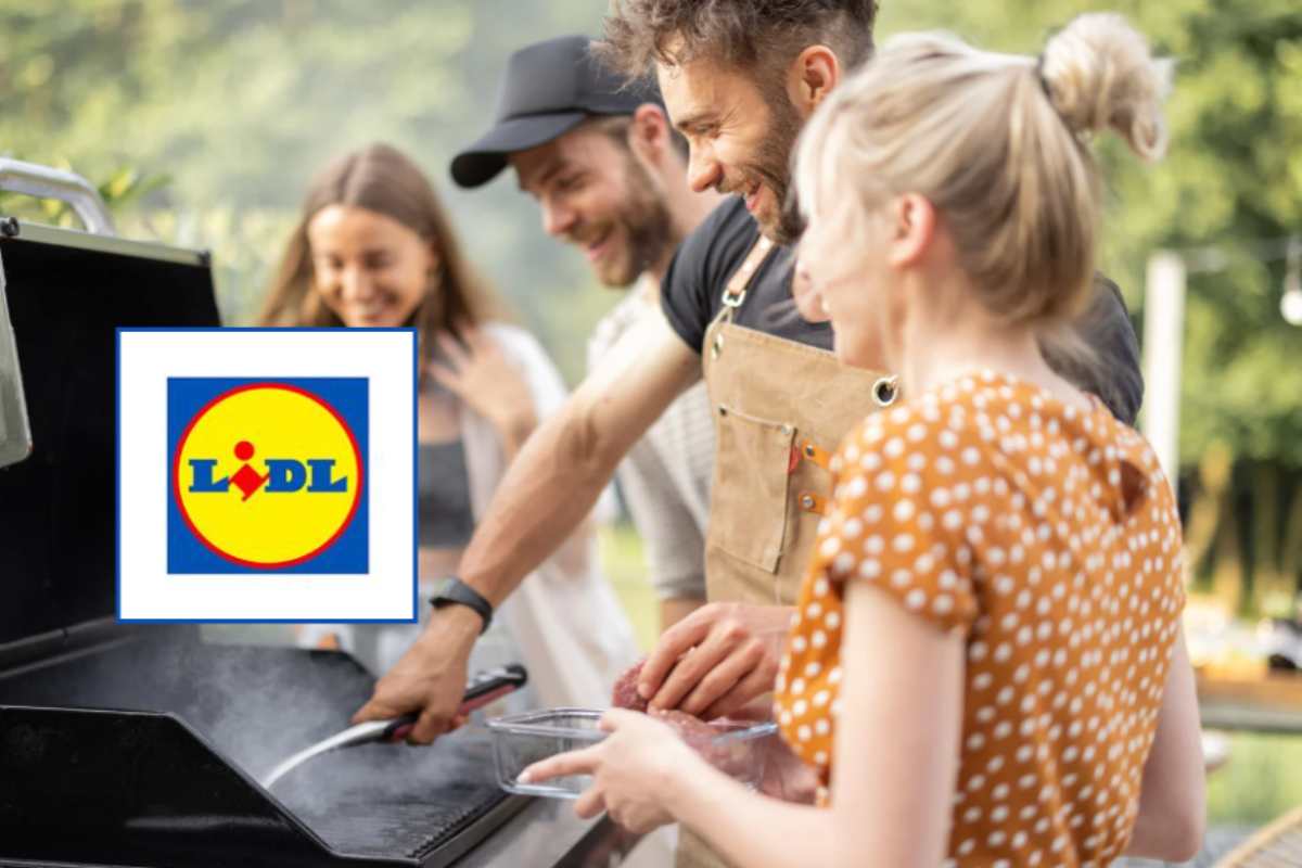 amici che fanno grigliata e logo lidl