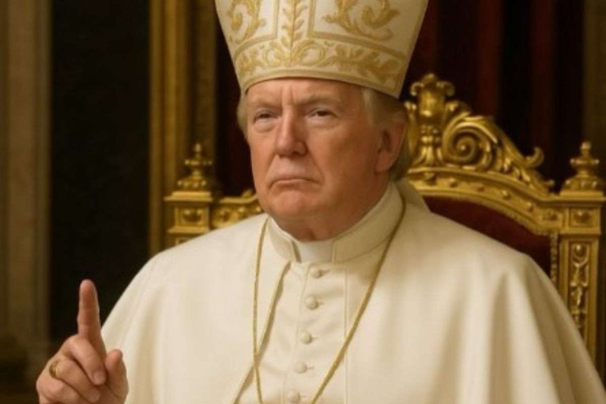 trump vestito da papa