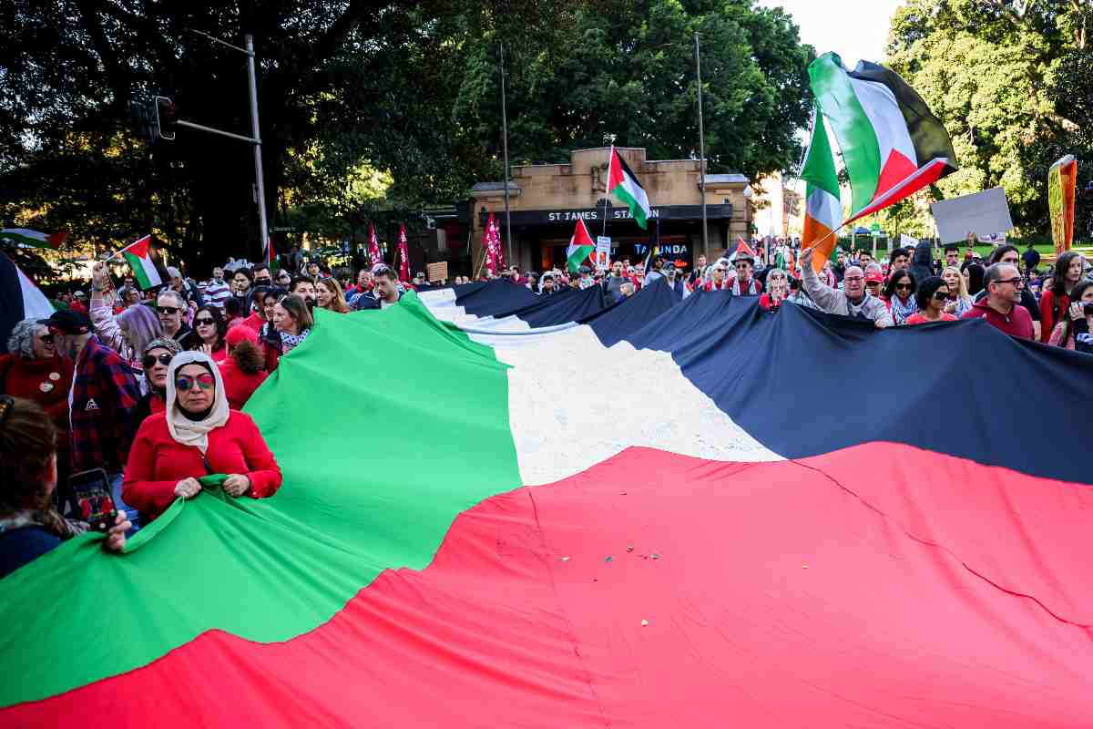 bandiera della palestina e protesta