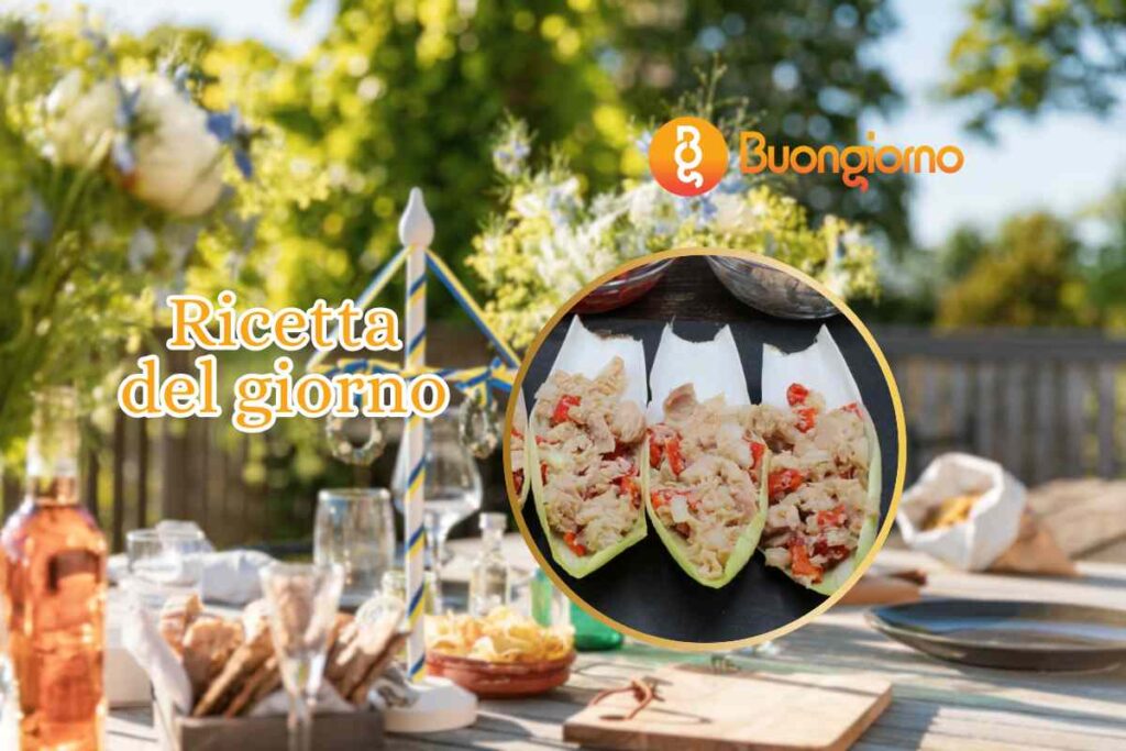 tavola apparecchiata e indivia farcita