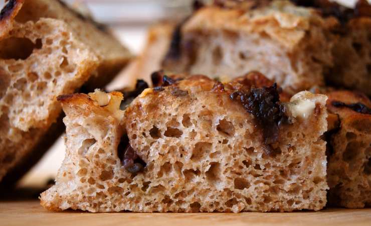 focaccia integrale in primo piano
