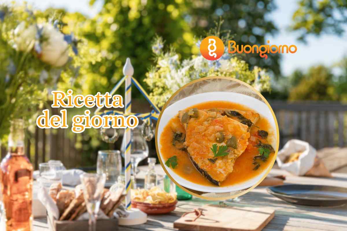 tavola apparecchiata pesce spada sugo e olive