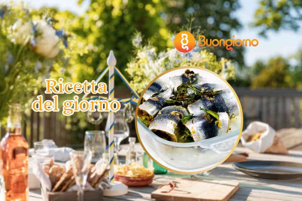 tavola apparecchiata e sarde a beccafico
