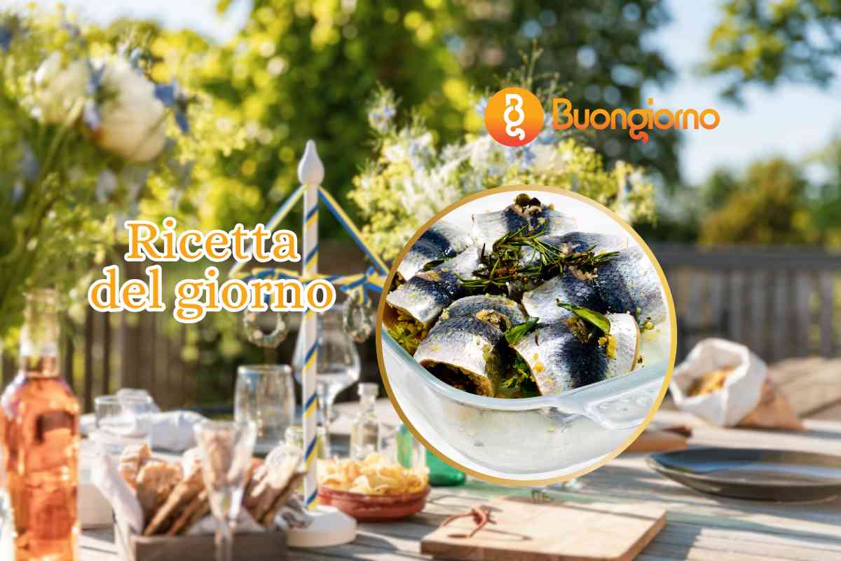 tavola apparecchiata e sarde a beccafico