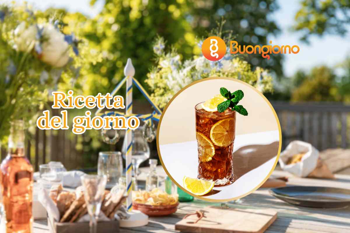 tavola apparecchiata bicchiere di tè freddo