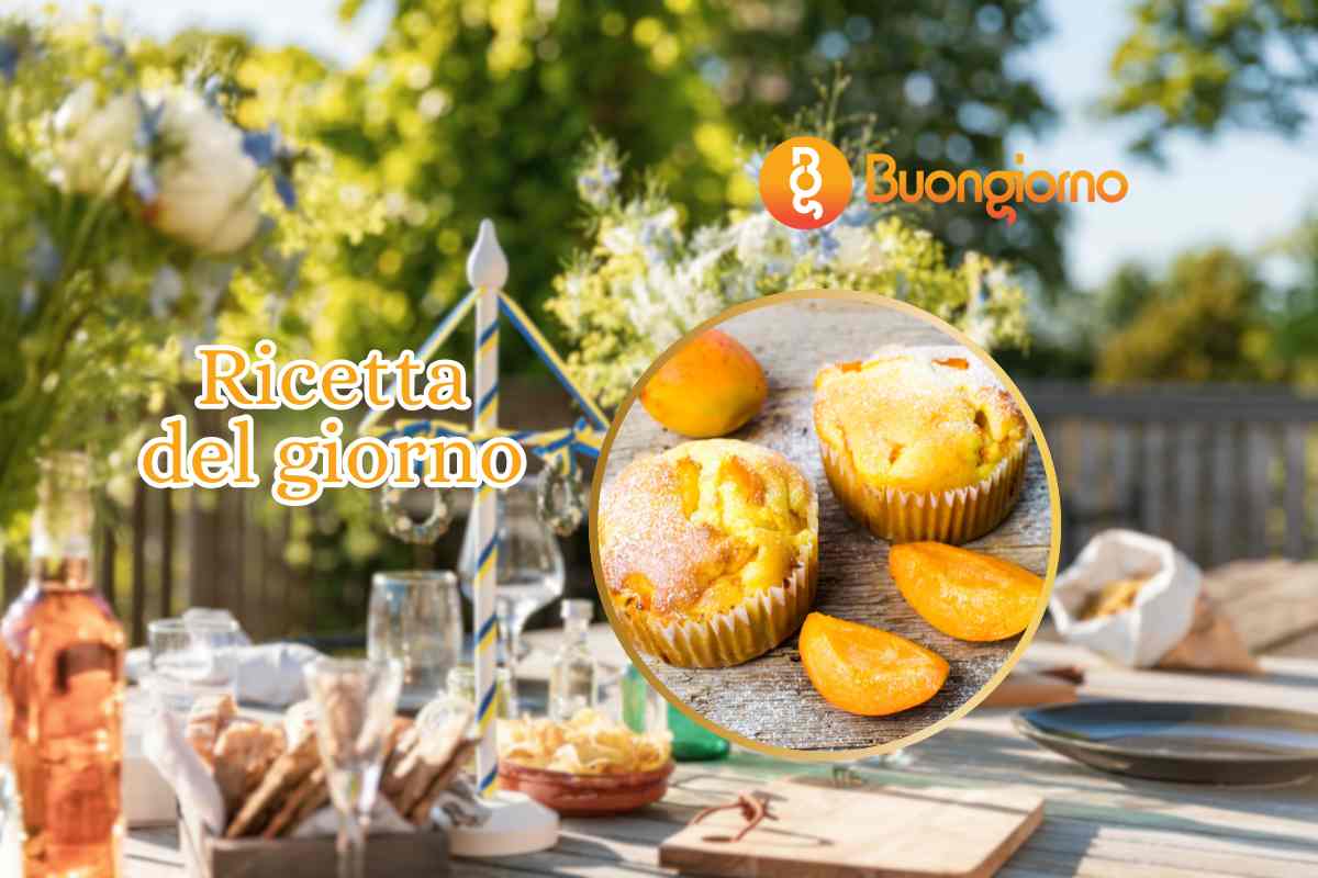 tavola apparecchiata e muffin all'albicocca