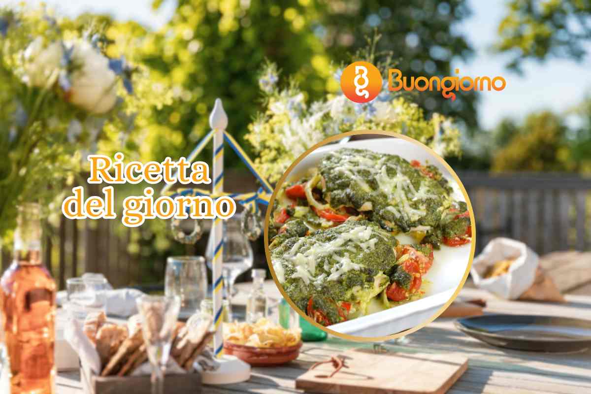 tavola apparecchiata scaloppine al pesto