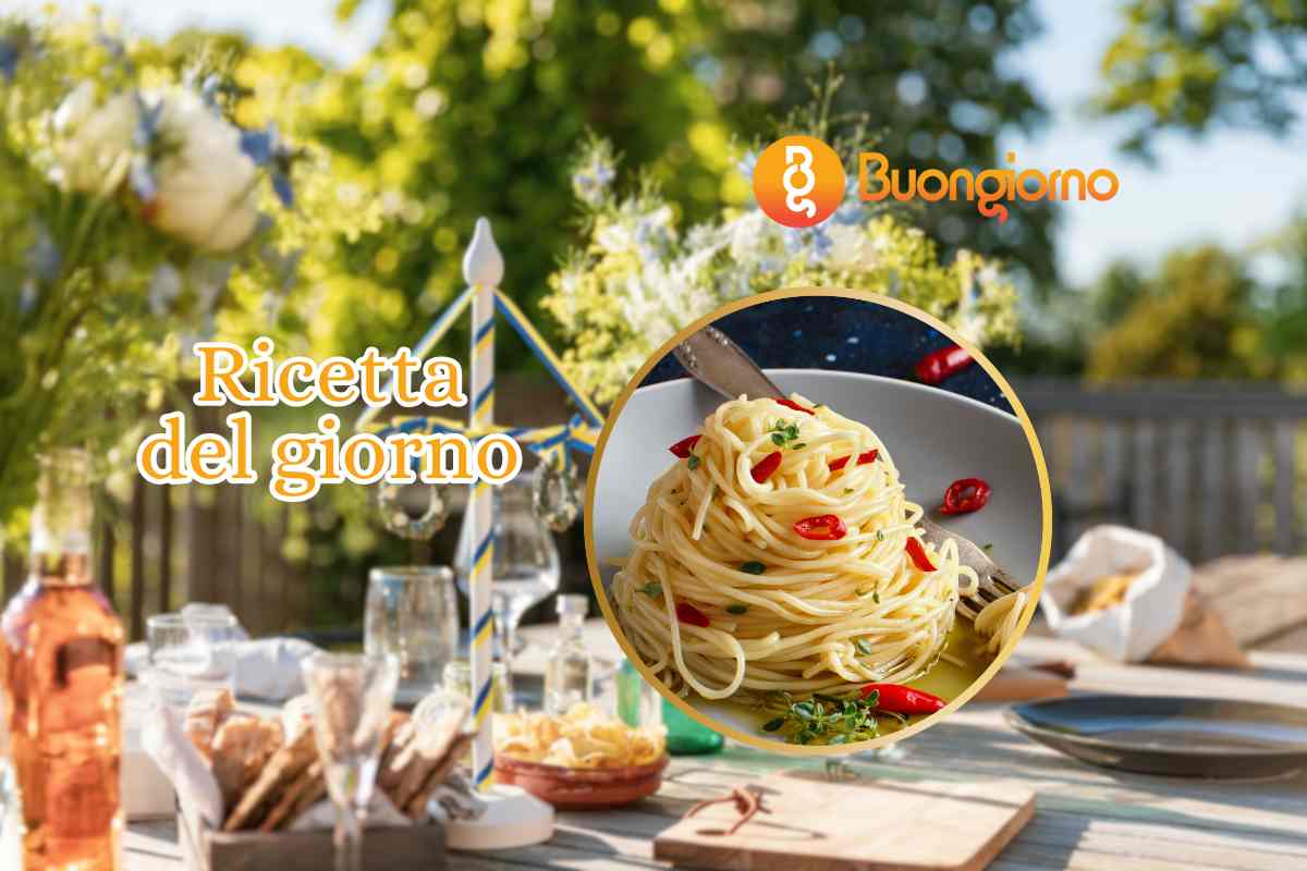 tavola apparecchiata spaghetti aglio e olio