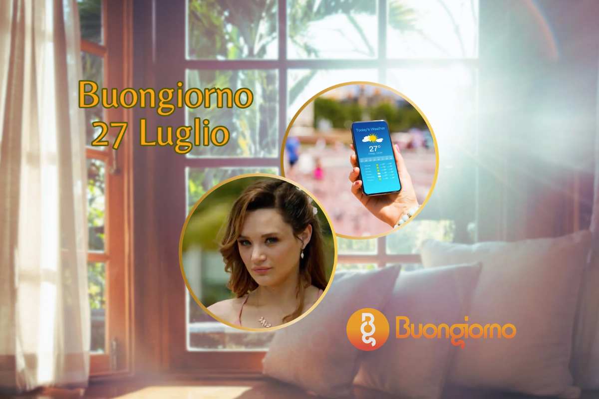 Sfondo con finestre, cellulare con meteo e Addie in 'Un amore in fondo al mare'