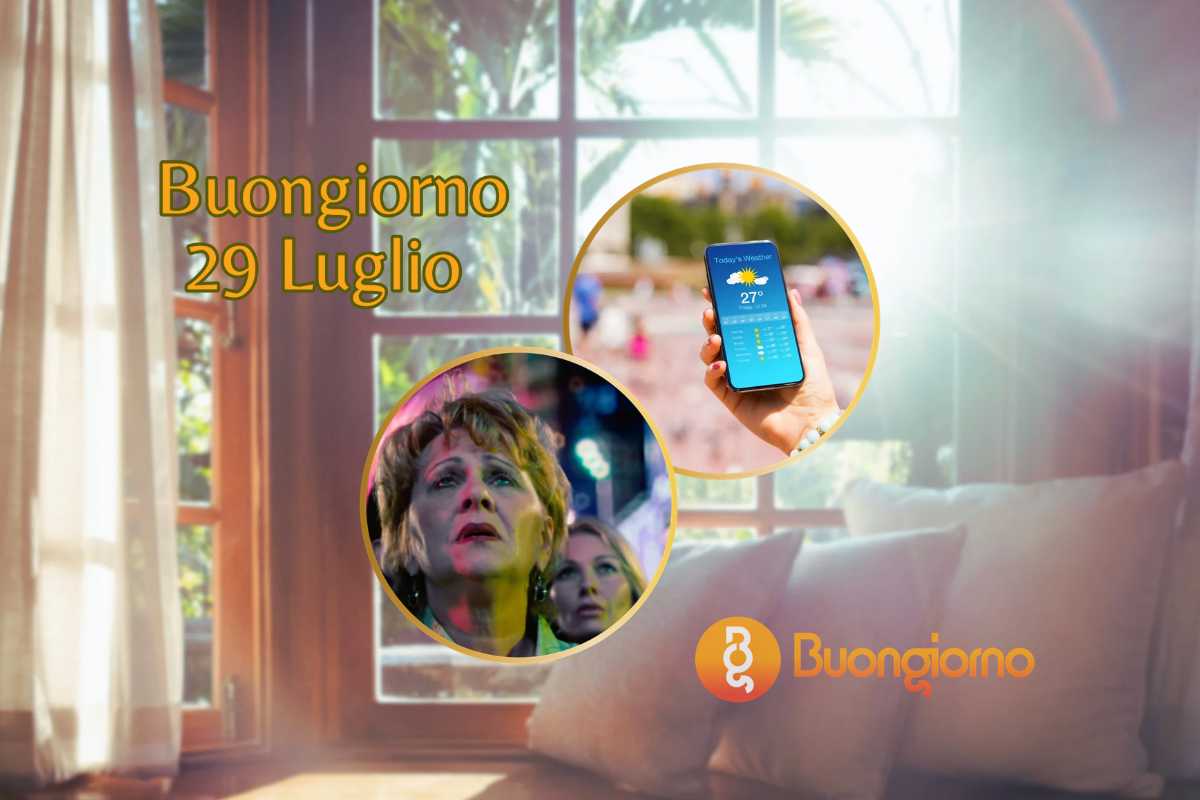 Sfondo con finestre, cellulare con meteo e attrice di 2012