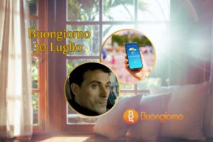 Finestre sullo sfondo, cellulare con meteo e Rufus Sewell