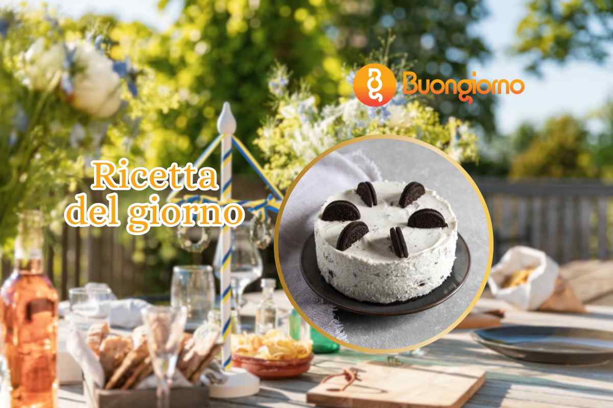 tavola apparecchiata e torta stracciatella