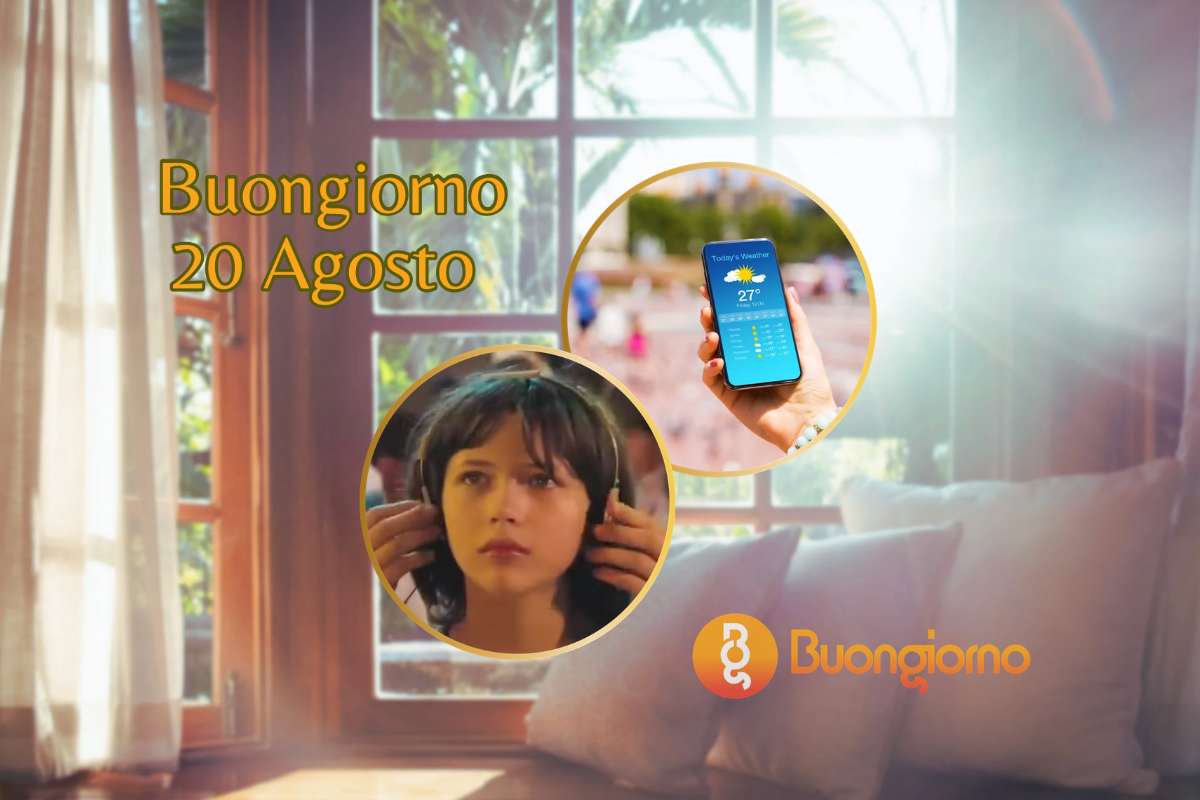 Sfondo con finestre e cellulare con meteo