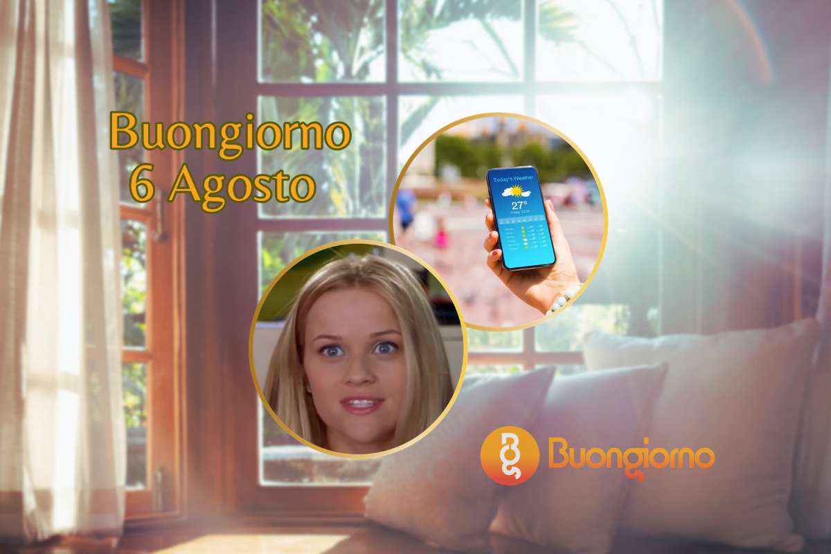 Sfondo con finestre, cellulare con meteo e ragazza bionda