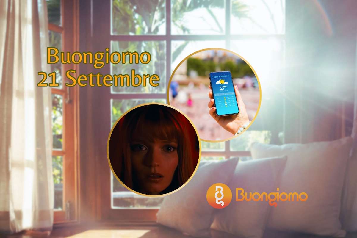 Finestre sullo sfondo e telefono con meteo