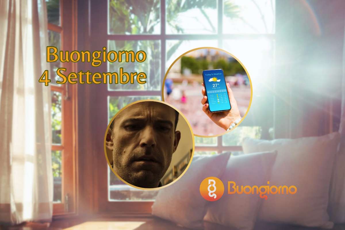 Sfondo con finestre, meteo sul cellulare e Ben Affleck