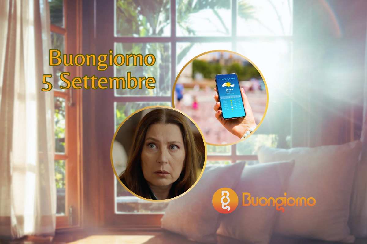 Sfondo con finestre, cellulare con meteo e Guzide di Tradimento