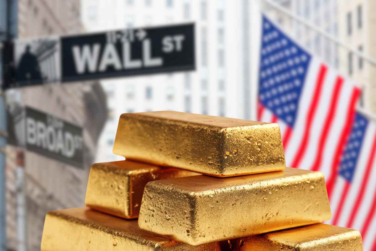 lingotti con wall street sullo sfondo